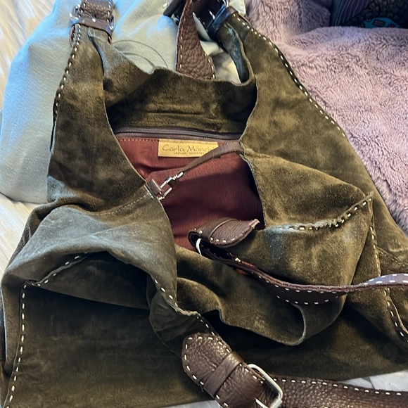 Carla Mancini army green suede purse - Picture 4 of 4